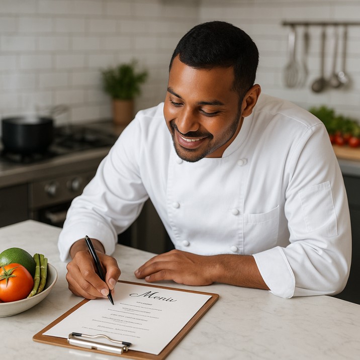 Chef preparing custom menu